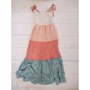 Bepop multi color babydoll maxi dress women size small